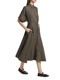 Scottie Linen-Blend Midi-Shirtdress