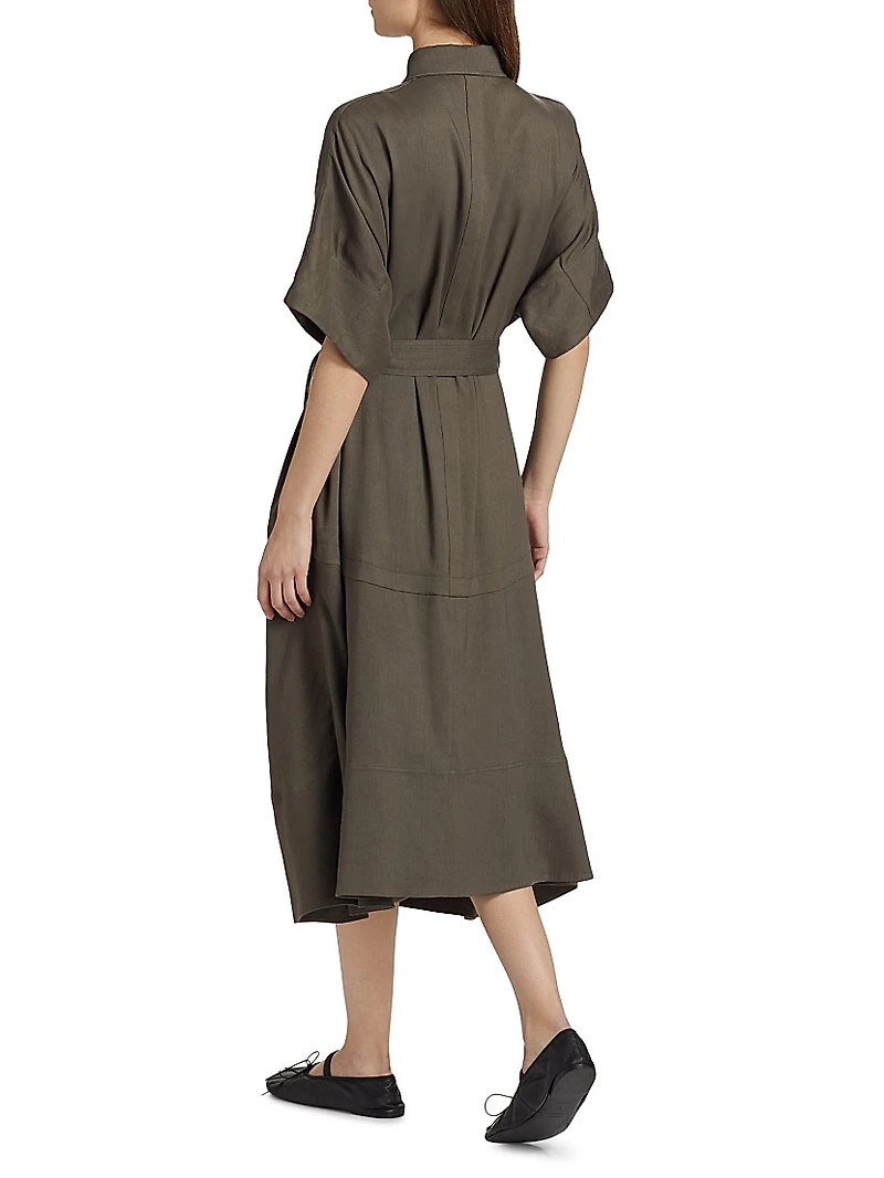 Scottie Linen-Blend Midi-Shirtdress