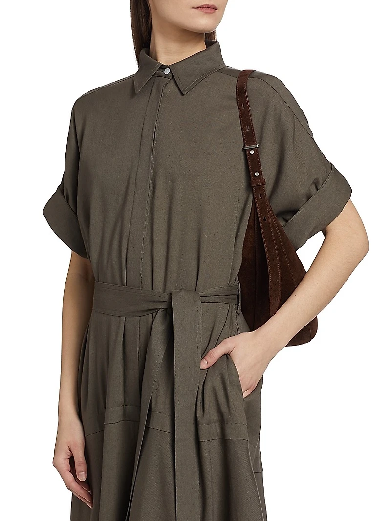 Scottie Linen-Blend Midi-Shirtdress
