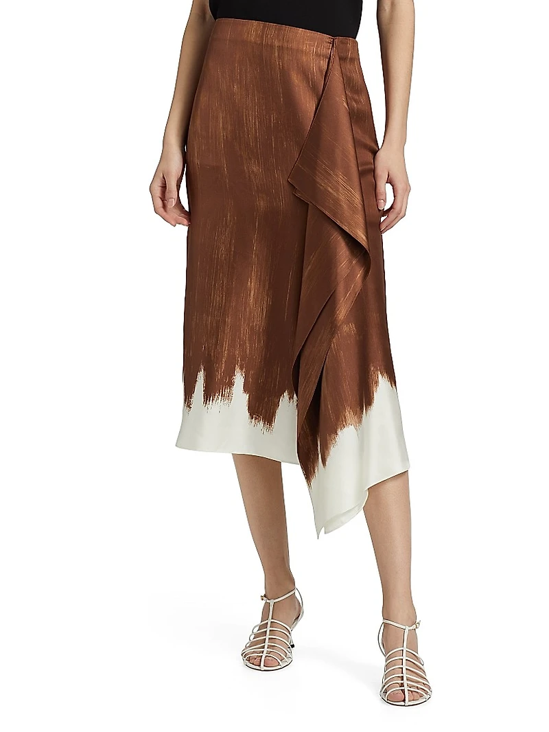 Amery Printed Twill Midi-Skirt