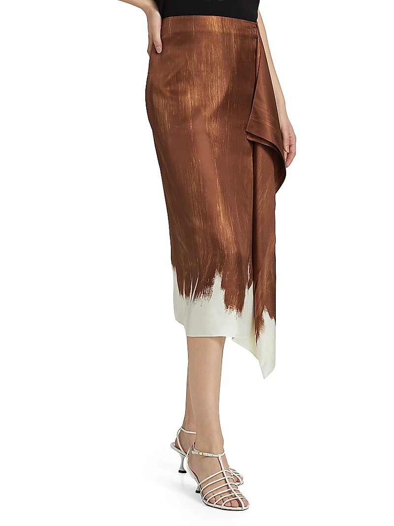 Amery Printed Twill Midi-Skirt