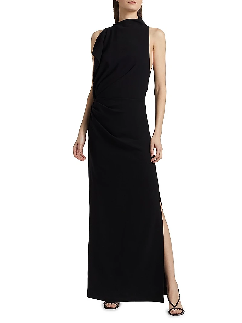 Devyn Crêpe Drape Maxi Dress