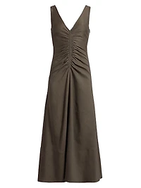 Remi Ruched V-Neck Midi Dress