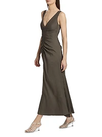Remi Ruched V-Neck Midi Dress