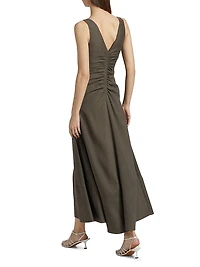 Remi Ruched V-Neck Midi Dress