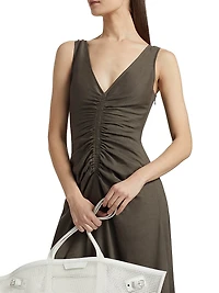 Remi Ruched V-Neck Midi Dress