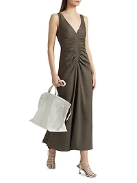 Remi Ruched V-Neck Midi Dress