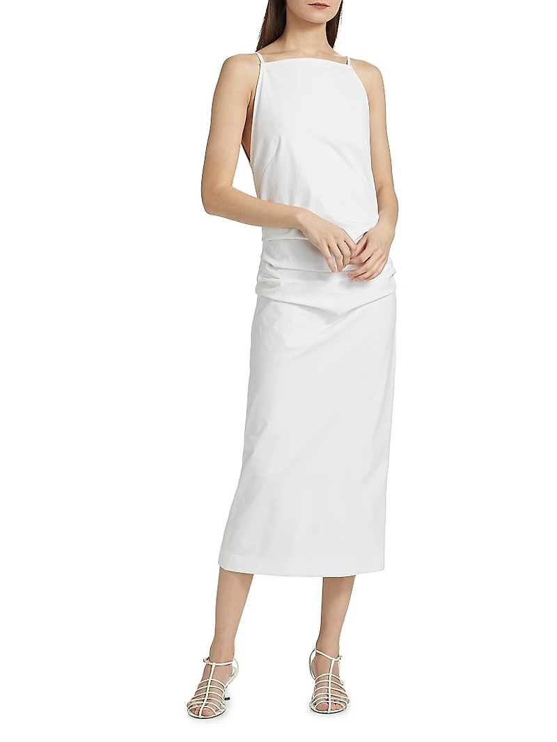 Priya Cotton-Blend Sheath Midi-Dress