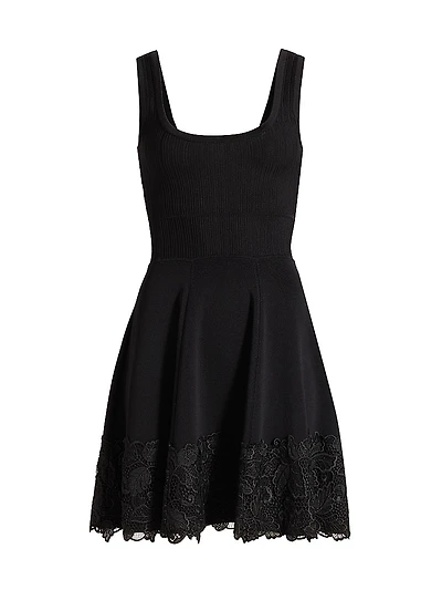 Orpheus Lace Combo Rib Mini-Dress