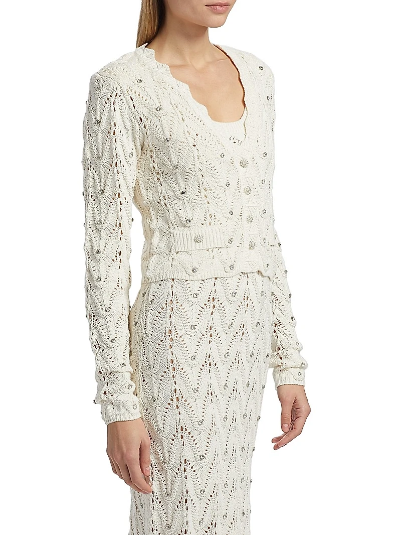 Blake Crystal Pointelle Cardigan
