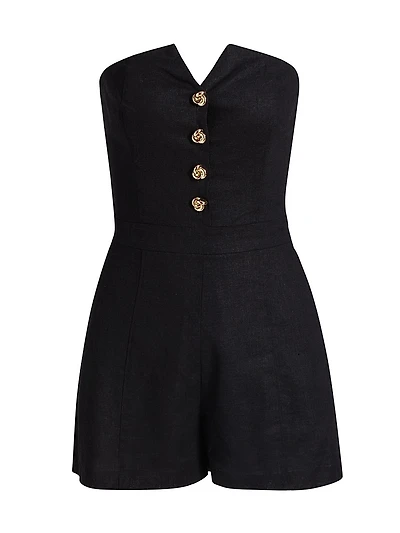 Carine Strapless Linen Romper