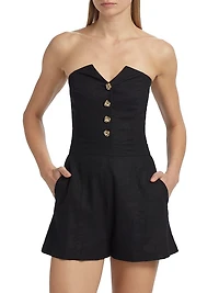 Carine Strapless Linen Romper