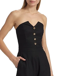 Carine Strapless Linen Romper