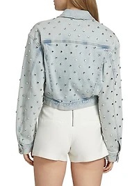 Toddie Crystal Stretch-Denim Crop Jacket