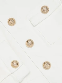 Valentina Stretch Denim Collarless Crop Jacket