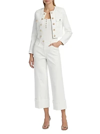 Valentina Stretch Denim Collarless Crop Jacket