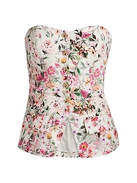 Quinn Floral Linen-Blend Strapless Top