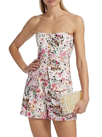Quinn Floral Linen-Blend Strapless Top