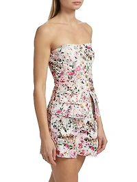 Quinn Floral Linen-Blend Strapless Top