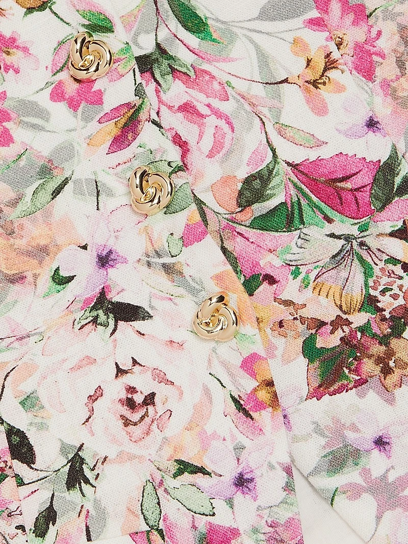 Quinn Floral Linen-Blend Strapless Top