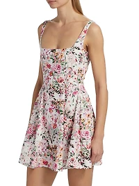 Courtney Floral Linen-Blend Fit & Flare Minidress