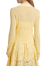 Megan Pointelle-Knit V-Neck Cardigan