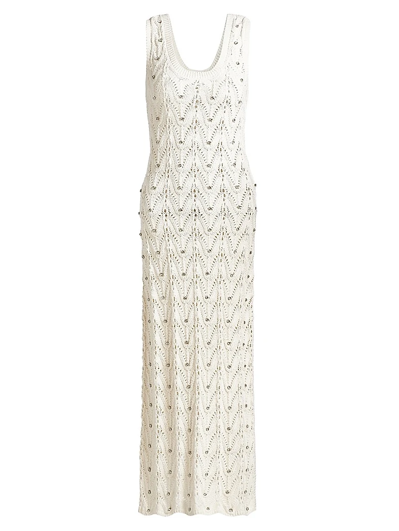 Vincent Crystal Pointelle-Knit Maxi Dress