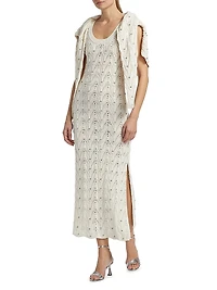 Vincent Crystal Pointelle-Knit Maxi Dress