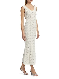Vincent Crystal Pointelle-Knit Maxi Dress