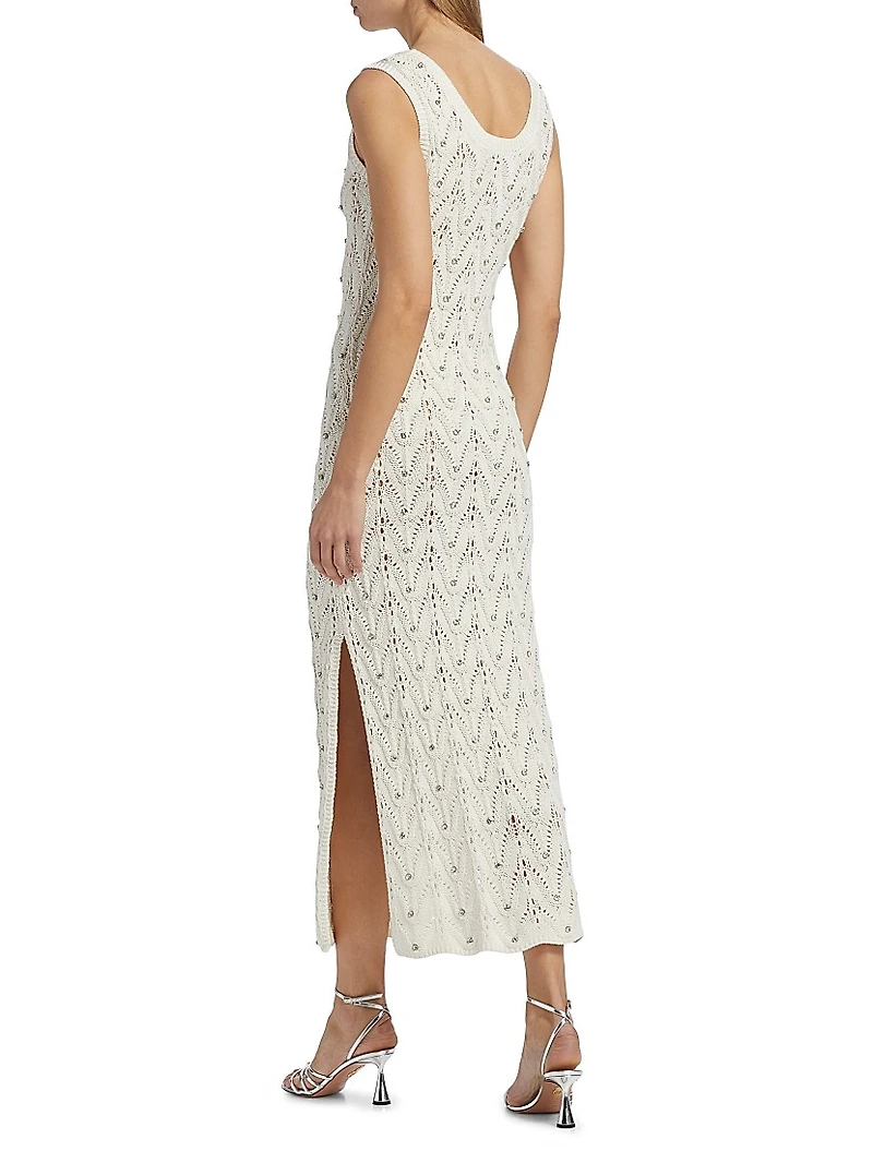 Vincent Crystal Pointelle-Knit Maxi Dress