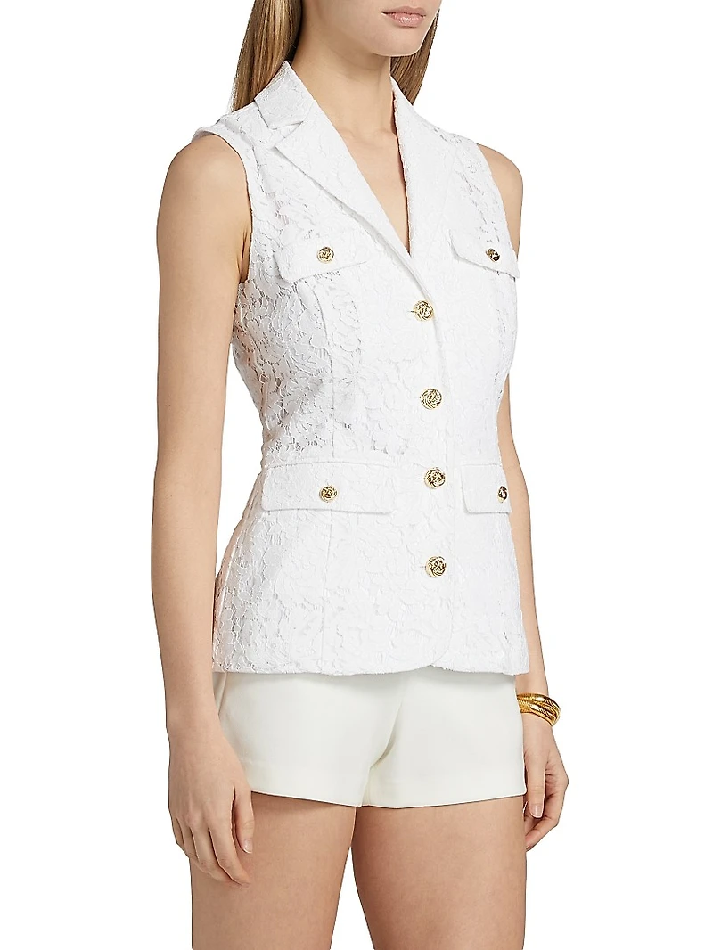 Curtis Floral Lace Sleeveless Blazer