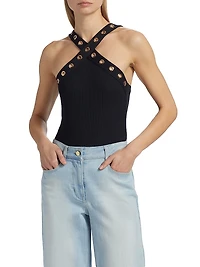 Sabeen Grommet Halterneck Bodysuit