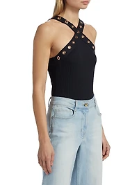 Sabeen Grommet Halterneck Bodysuit