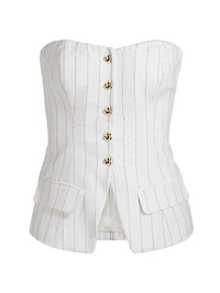 Quinn Pinstripe Linen-Blend Strapless Vest