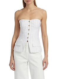 Quinn Pinstripe Linen-Blend Strapless Vest