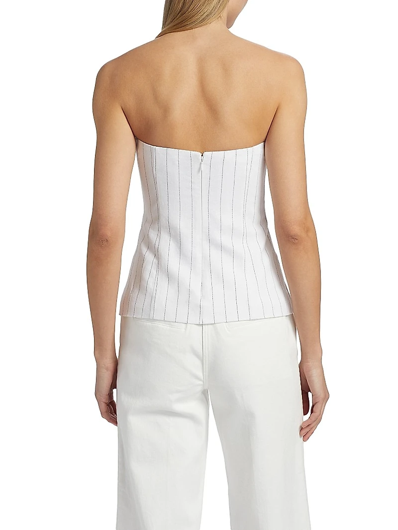 Quinn Pinstripe Linen-Blend Strapless Vest