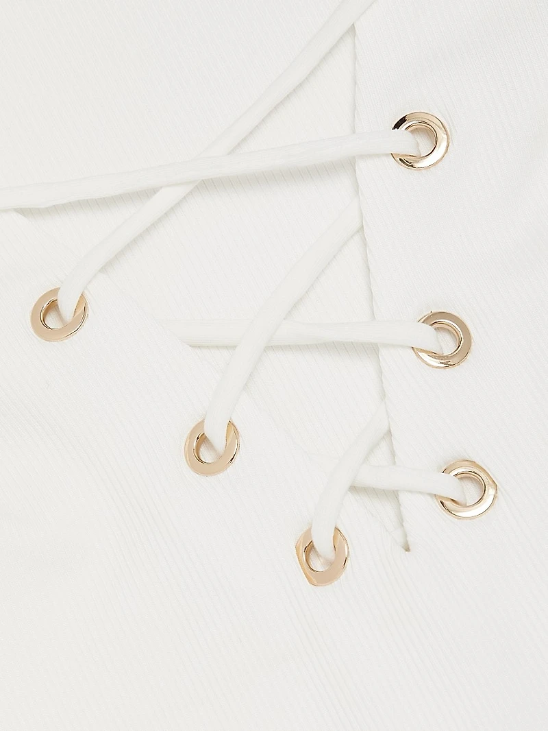 Ren Linen-Blend Lace-Up T-Shirt