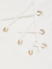 Ren Linen-Blend Lace-Up T-Shirt