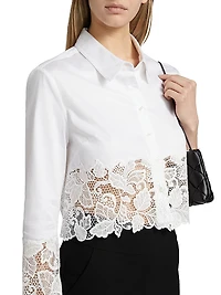 Issa Poplin-Lace Cropped Shirt