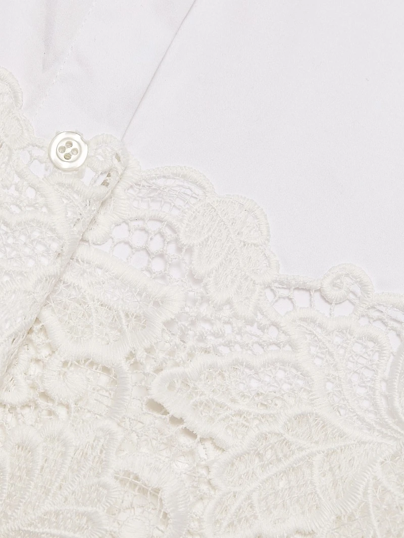 Issa Poplin-Lace Cropped Shirt