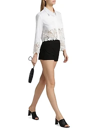 Issa Poplin-Lace Cropped Shirt