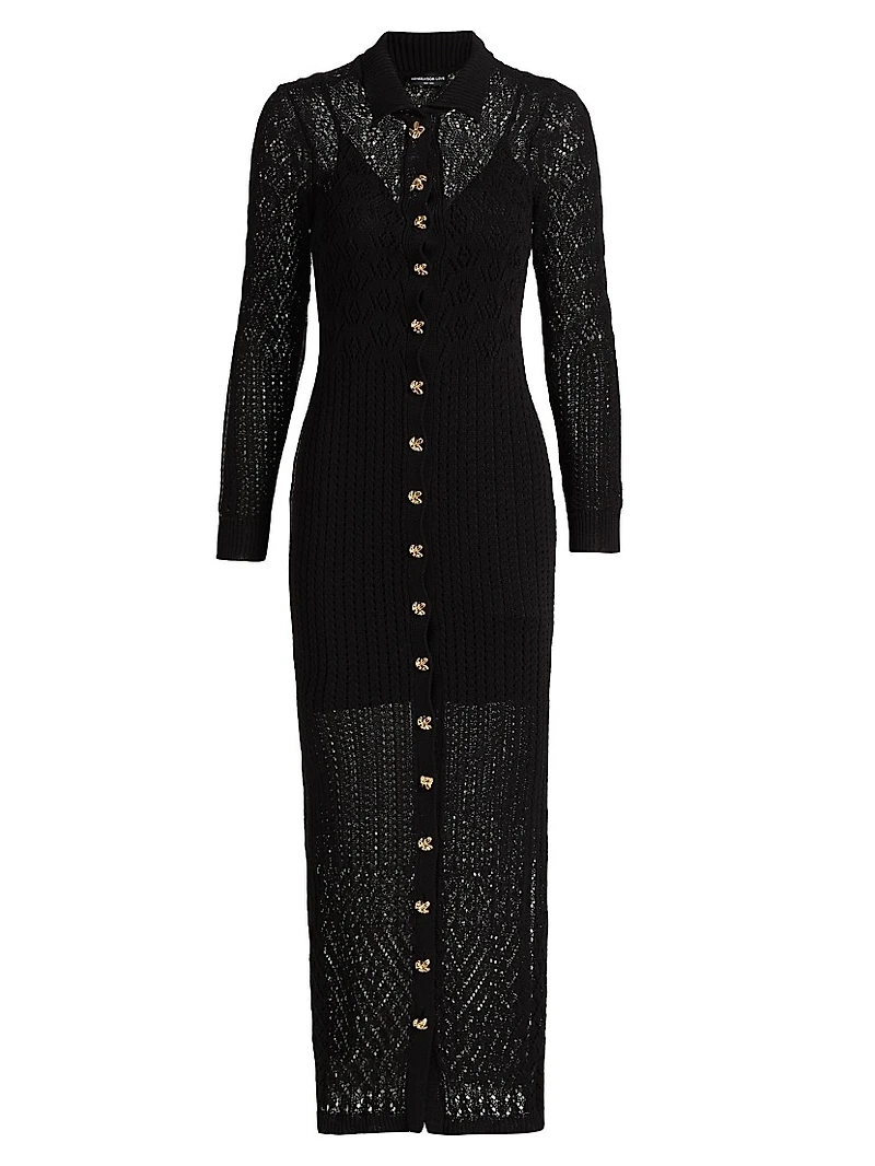 Eleni Pointelle Knit Maxi Dress