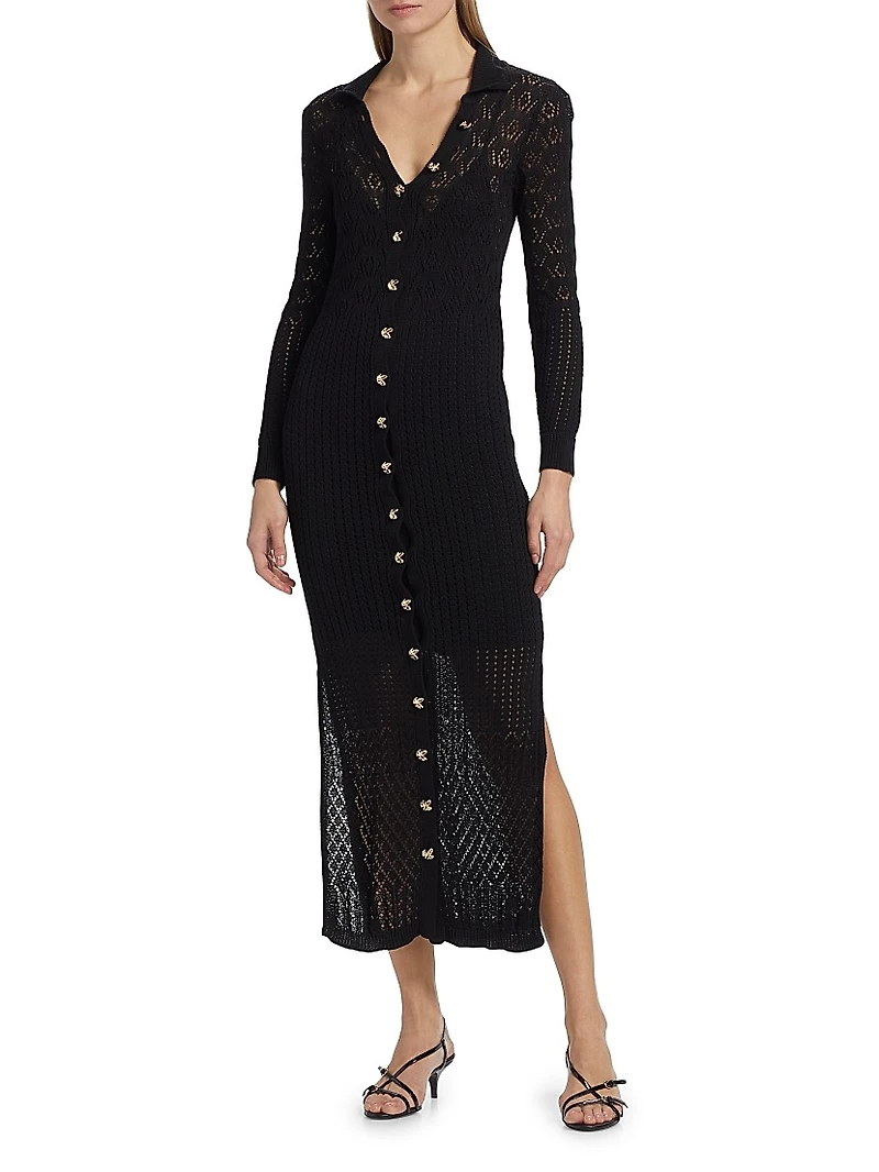Eleni Pointelle Knit Maxi Dress