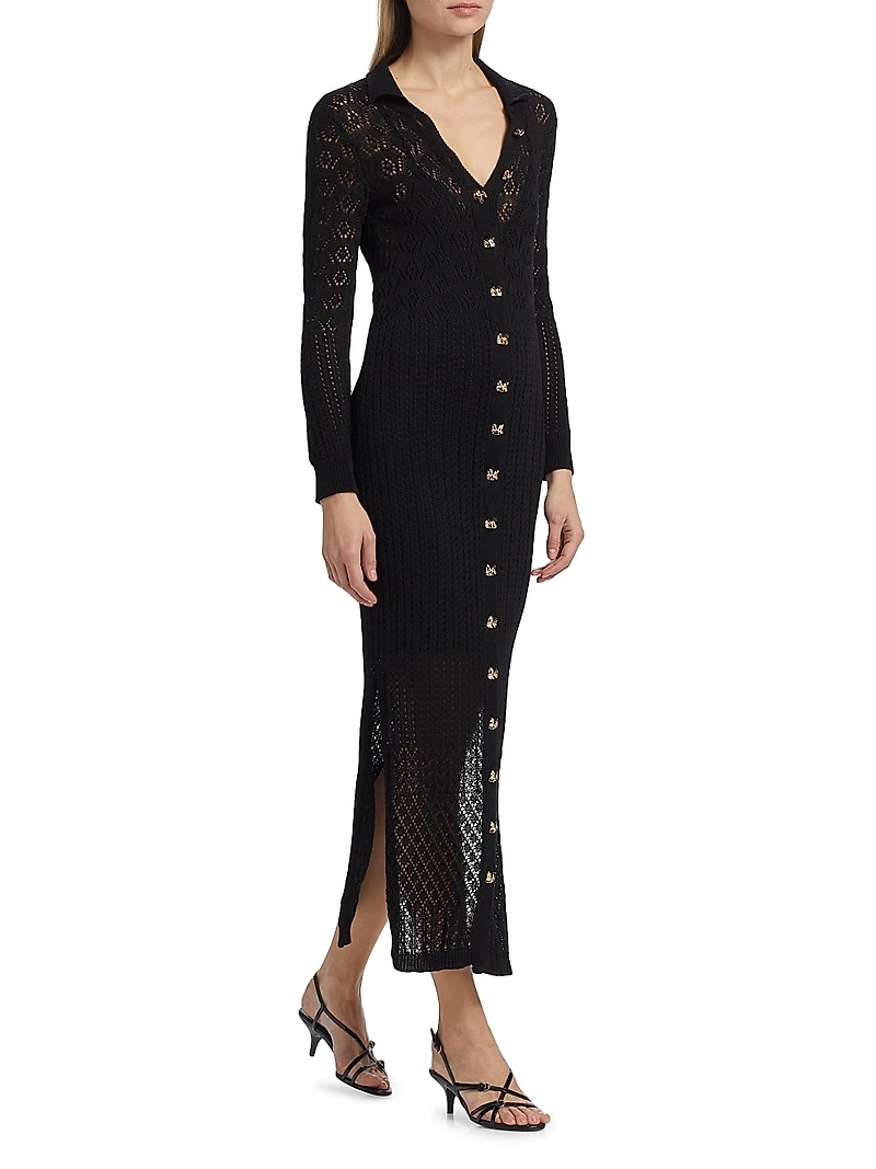Eleni Pointelle Knit Maxi Dress