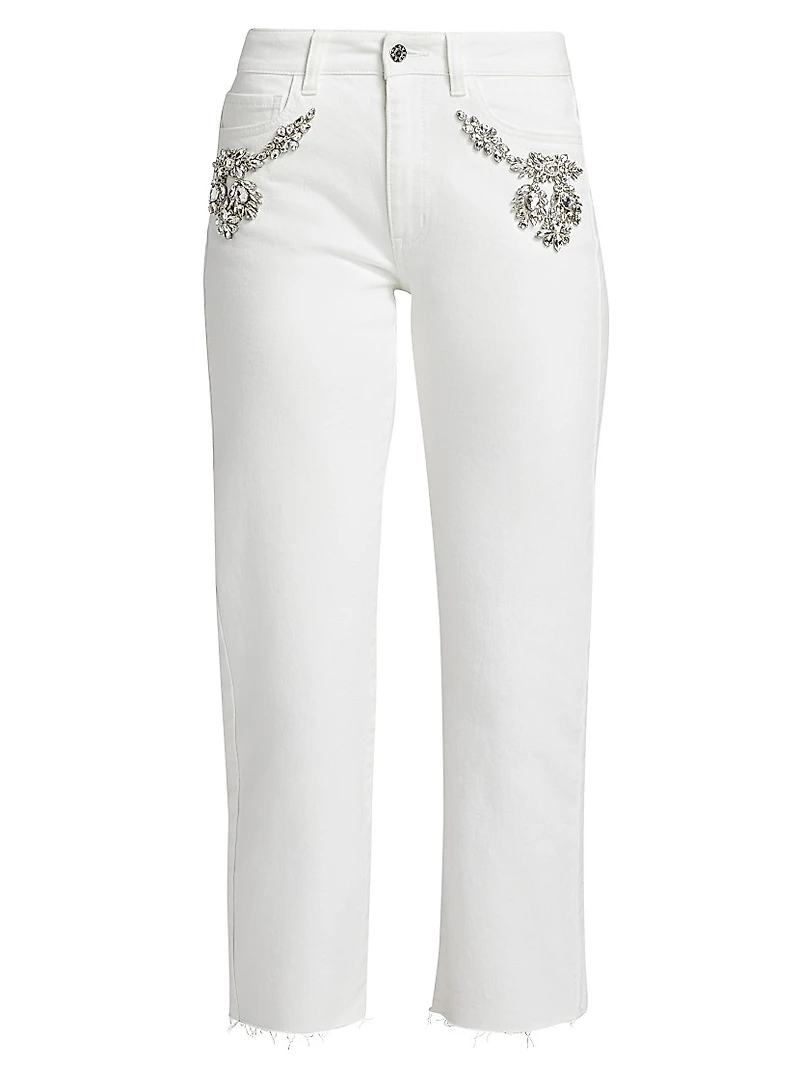 Carolyn Crystal-Embellished Crop Jeans