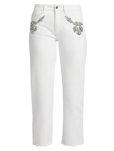 Carolyn Crystal-Embellished Crop Jeans