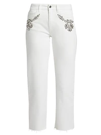 Carolyn Crystal-Embellished Crop Jeans