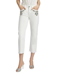Carolyn Crystal-Embellished Crop Jeans