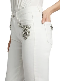 Carolyn Crystal-Embellished Crop Jeans