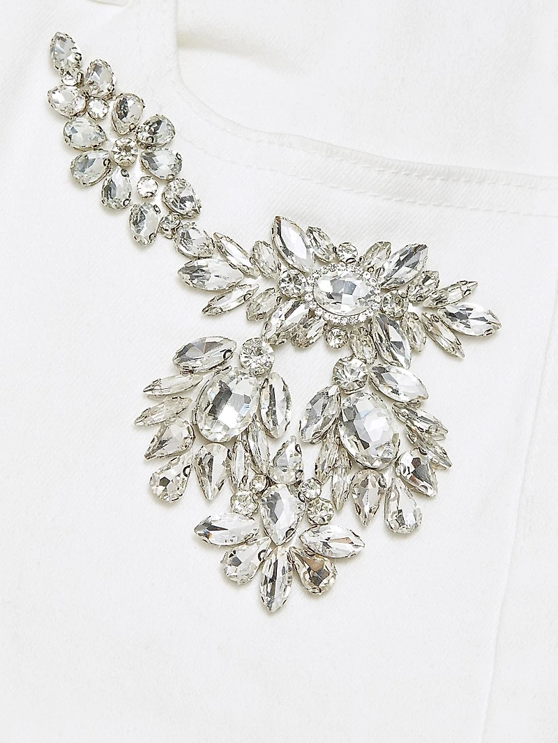 Carolyn Crystal-Embellished Crop Jeans